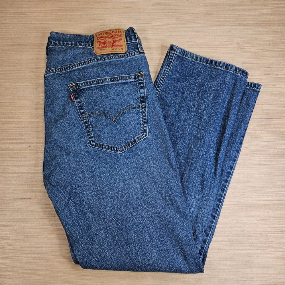 Levi's 527 Slim Bootcut Jeans Mens 36x32 Blue Denim Casual Workwear